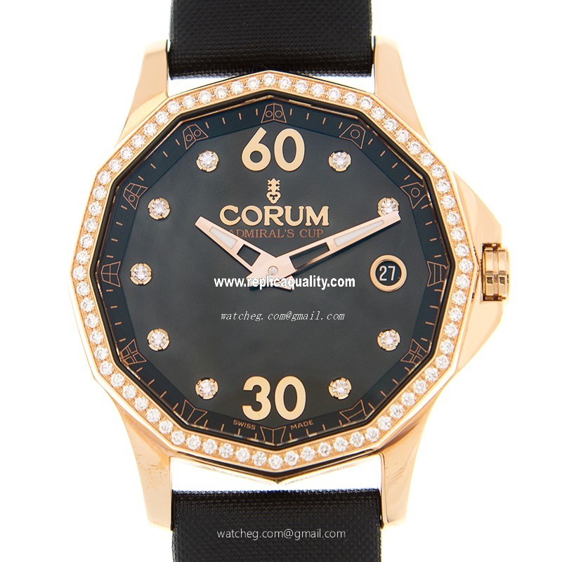 Corum ADMIRALS CUP 082.101.85/0041 PN10 Automatic 18kt Rose Gold & Diamonds Black