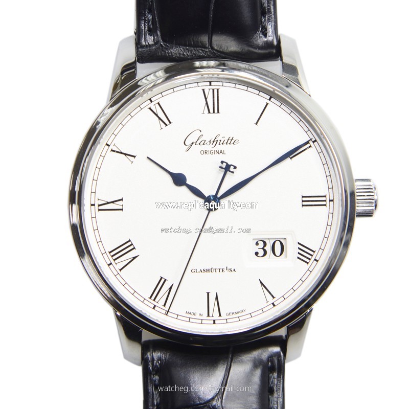 Glashutte SENATOR PANORAMA DATE 100-03-32-42-04 Automatic Stainless Steel Silver & White