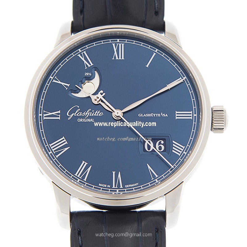 Glashutte SENATOR MANUAL WINDING SKELETONIZED 100-04-05-12-30 Automatic Stainless Steel Blue 
