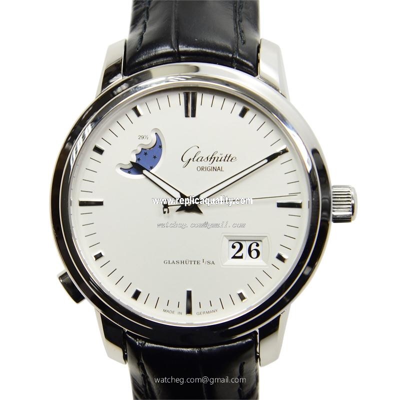 Glashutte SENATOR PANORAMA DATE 100-04-13-02-04 Automatic Stainless Steel Silvery & White