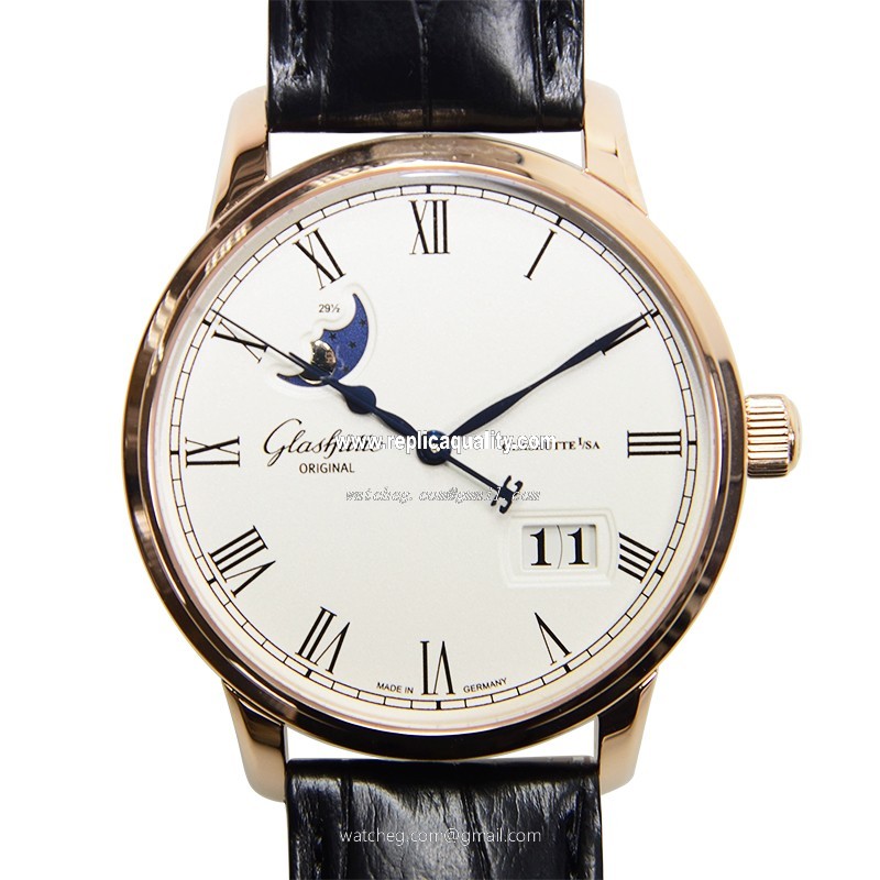 Glashutte SENATOR PANORAMA DATE 100-04-32-15-04 Automatic 18kt Rose Gold Silver
