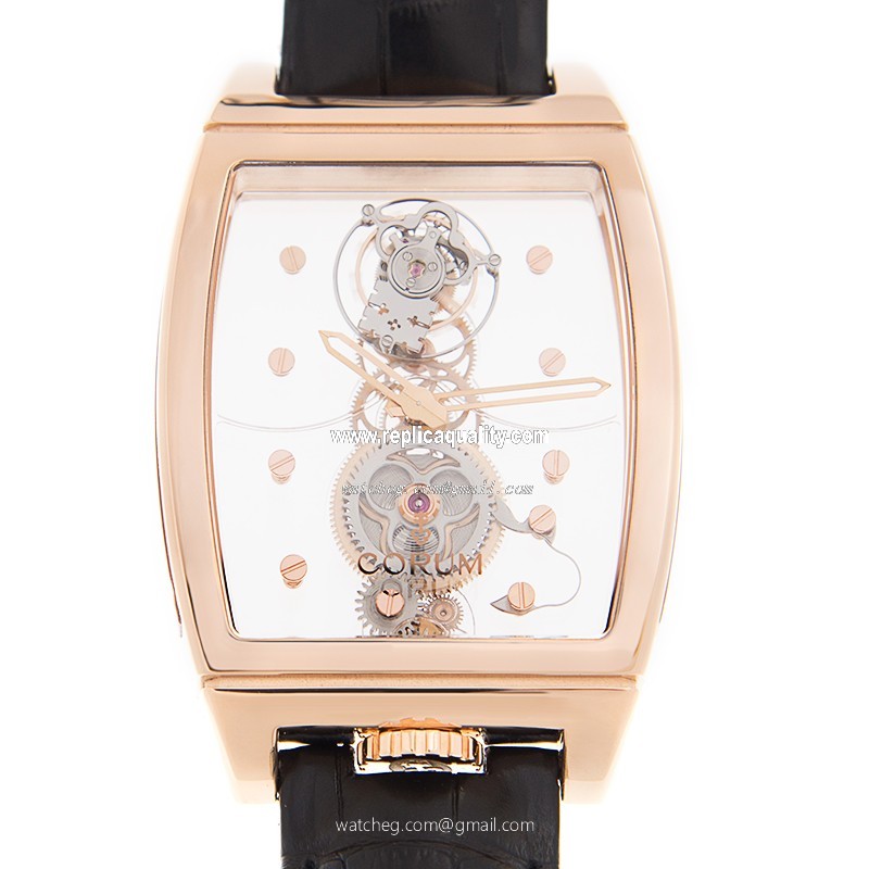 Corum BRIDGE 100.160.55/0F01 0000 Manual Wind 18kt Rose Gold Transparent