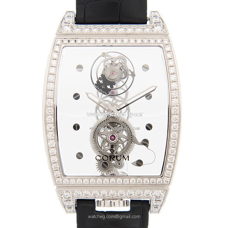 Corum BRIDGE 100.161.69-0F01 0000 Manual Wind 18kt White Gold & Diamond Transparent Skull