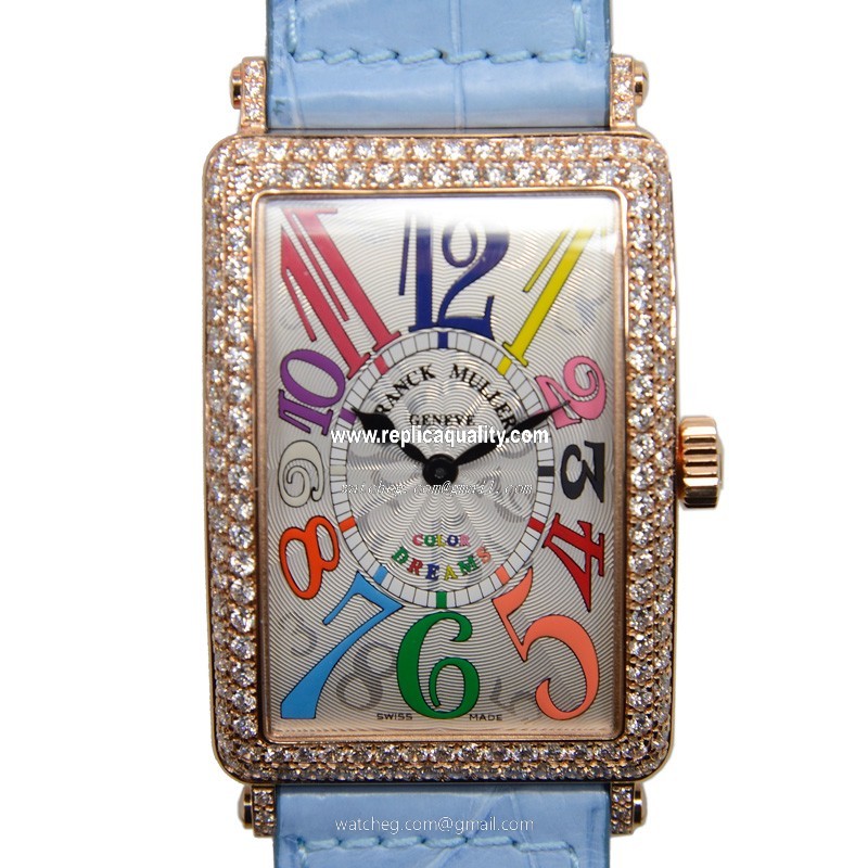 Franck Muller LONG ISLAND 1002 QZ COL DRM D (5N) Quartz 18kt Rose Gold & Diamonds Silver