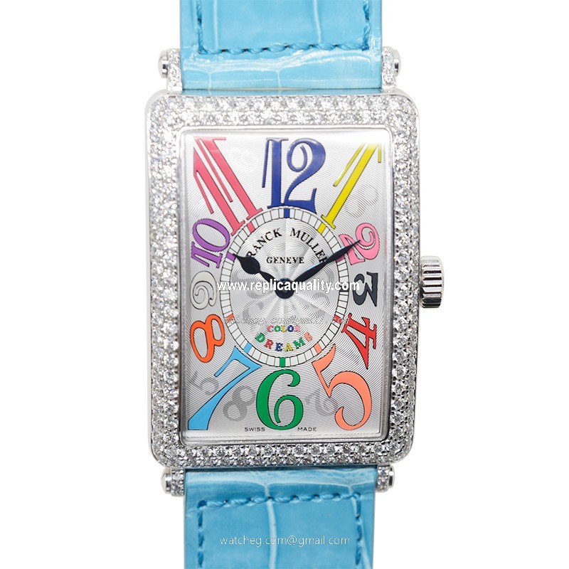 Franck Muller LONG ISLAND 1002 QZ COL DRM D (OG) Quartz 18kt White Gold & Diamond Silver