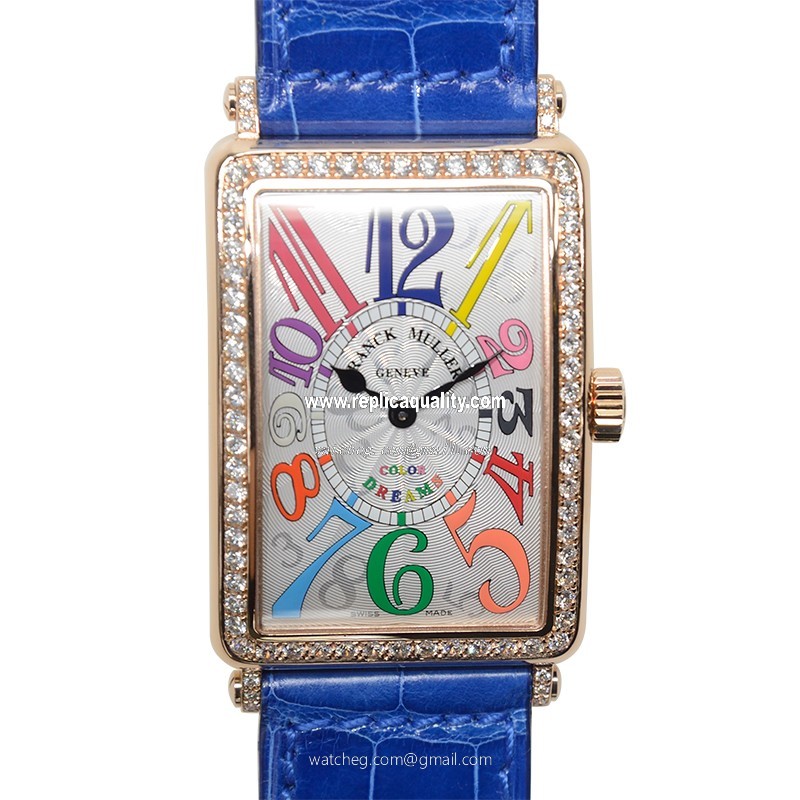 Franck Muller LONG ISLAND 1002 QZ COL DRM D 1R (5N) Quartz 18kt Rose Gold & Diamonds Silver