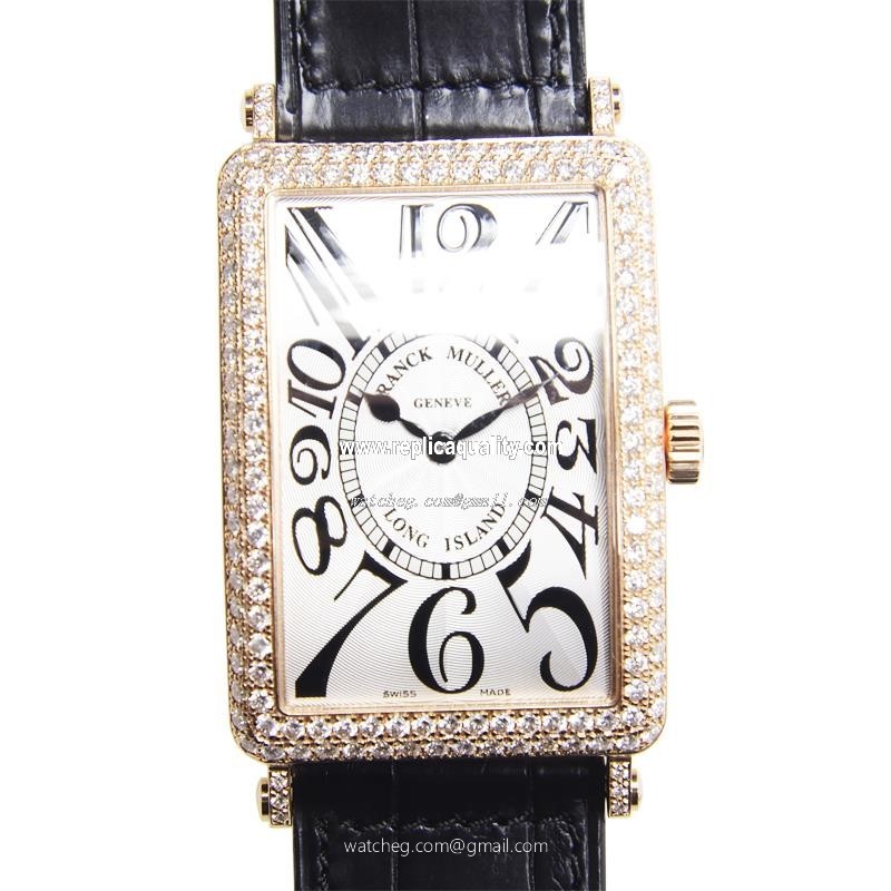 Franck Muller LONG ISLAND 1002 QZ D (5N) Quartz 18kt Rose Gold & Diamonds Silver