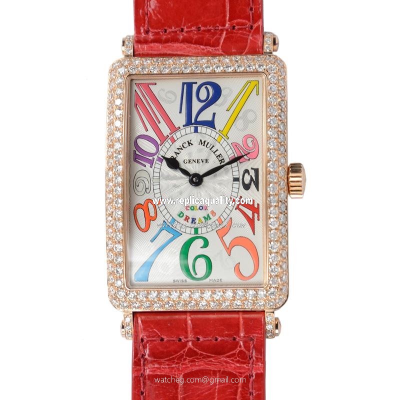 Franck Muller LONG ISLAND 1002QZDCOLDRM(5N) Quartz 18kt Rose Gold & Diamonds White