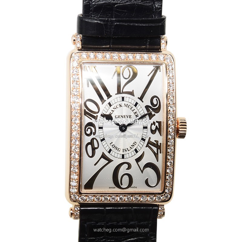 Franck Muller LONG ISLAND 1002 QZ REL D 1R (5N) Quartz 18kt Rose Gold & Diamonds Silver