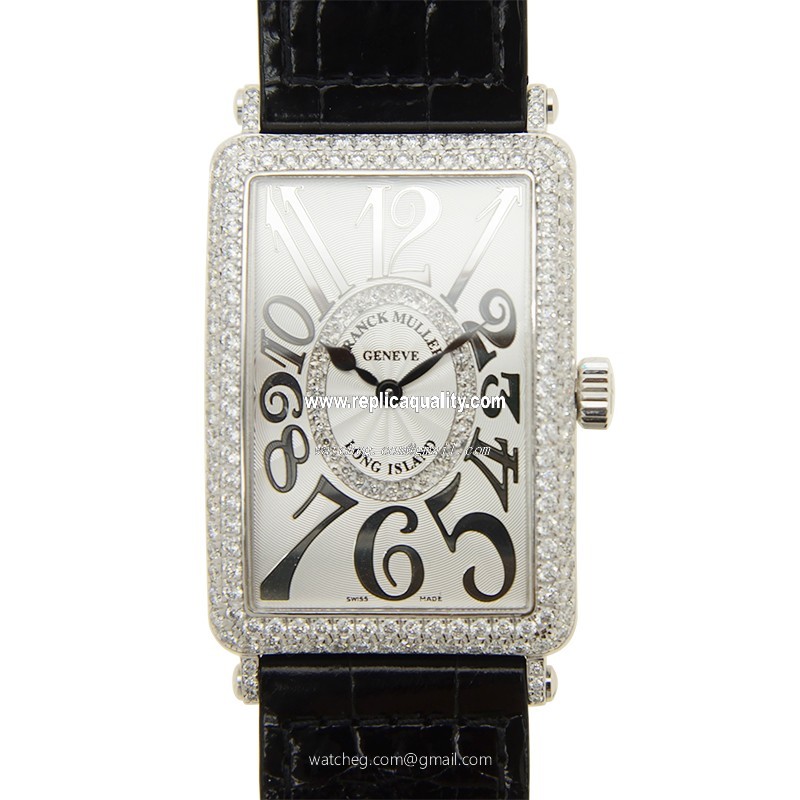 Franck Muller LONG ISLAND 1002 QZ REL D CD 1R (OG) Quartz 18kt White Gold & Diamond Silver