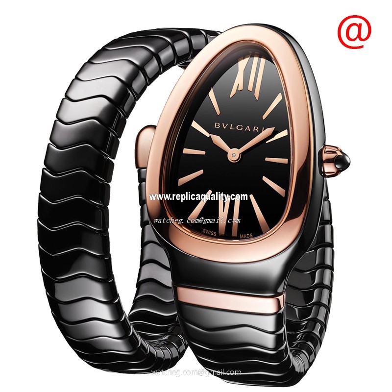 Bulgari SERPENTI SPIGA 102735 Quartz 18kt Rose Gold & Ceramic Black