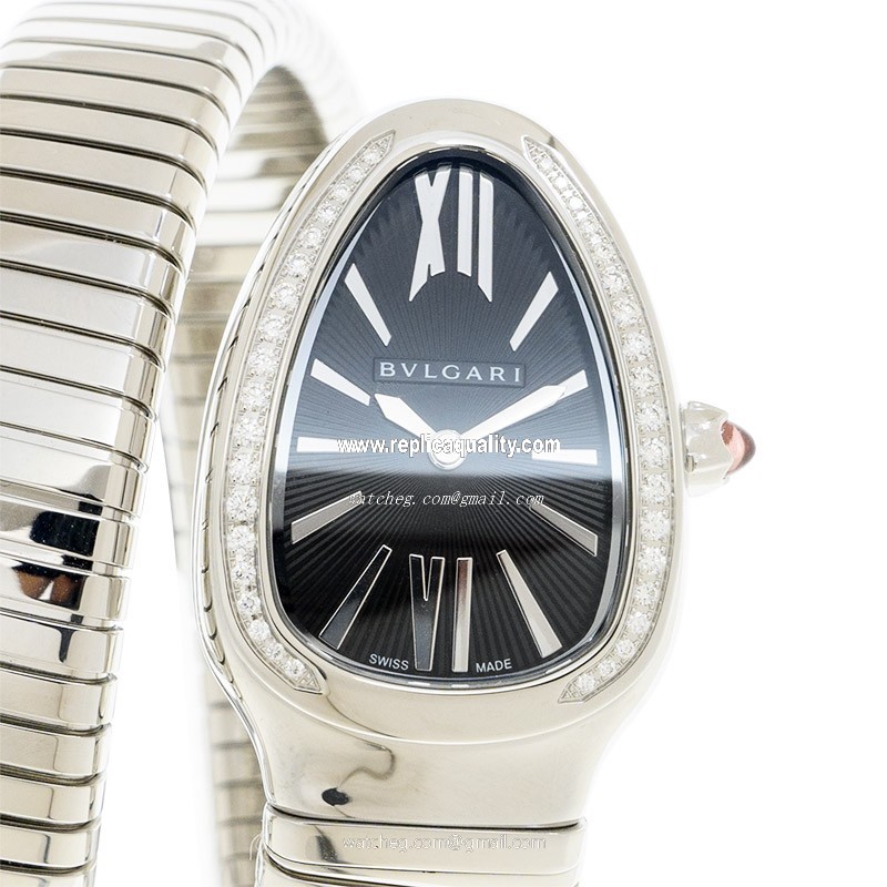 Bulgari SERPENTI TUBOGAS SP35BSDS2T Quartz Stainless Steel & Diamonds Black