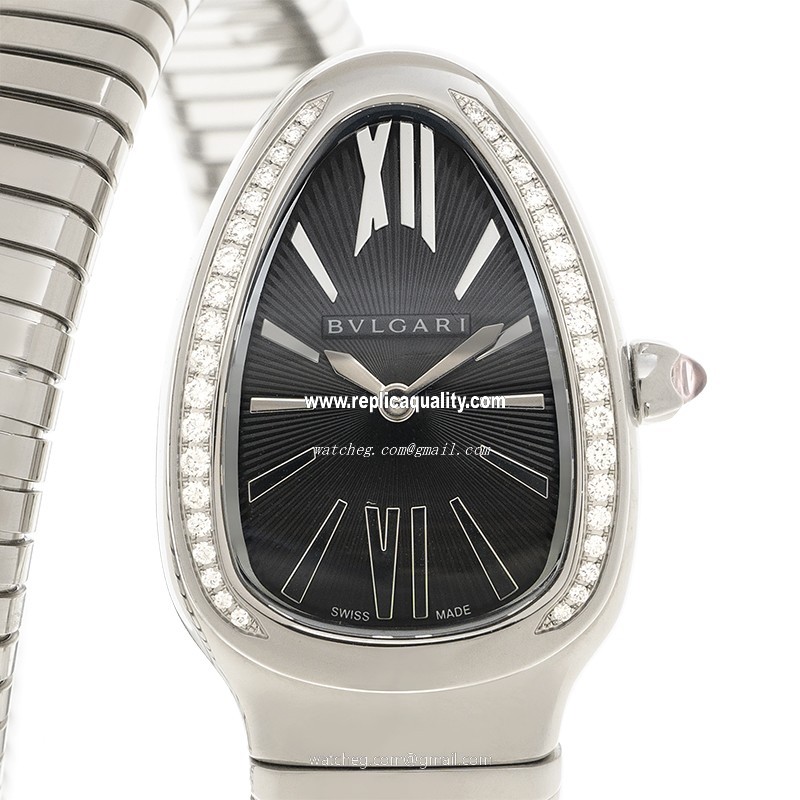 Bulgari SERPENTI TUBOGAS 103434 Quartz Stainless Steel & Diamonds Black