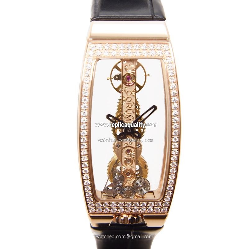 Corum BRIDGE 113.102.85/0001.0000/1131028500010000 Manual Wind 18kt Rose Gold & Diamonds Transparent