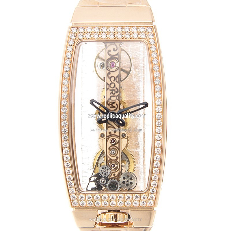Corum BRIDGE 113.102.85-V880.0000 Manual Wind 18kt Rose Gold & Diamonds Transparent Skull
