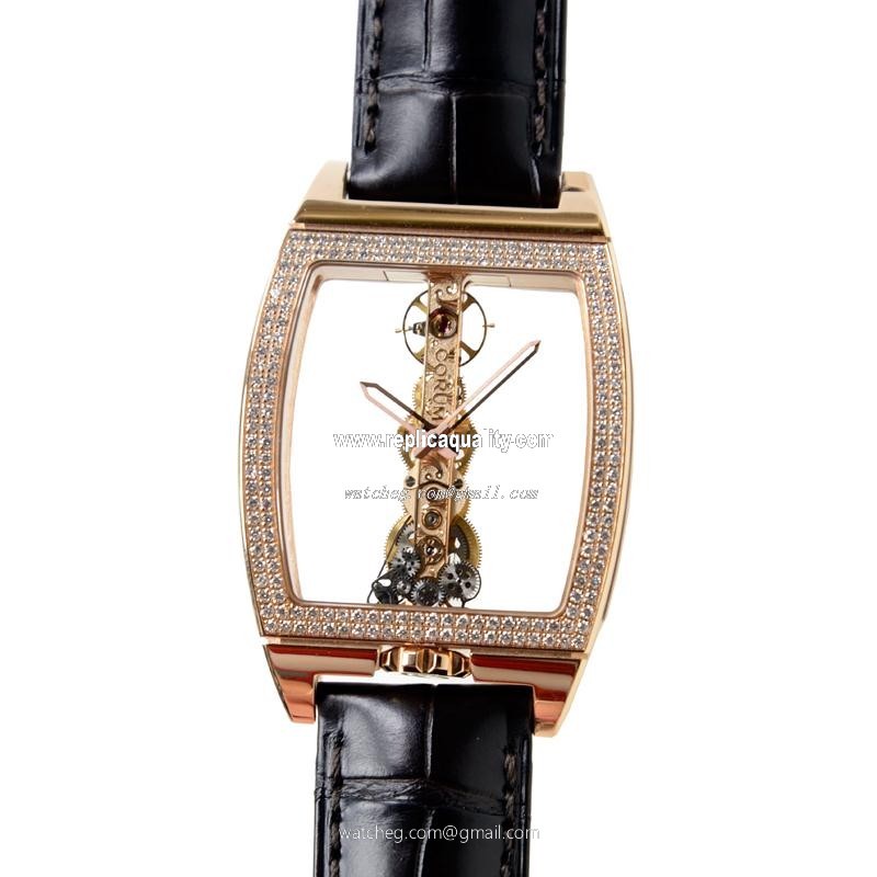 Corum BRIDGE 113.161.85-0002 0000 Manual Wind 18kt Rose Gold & Diamonds Transparent Skull
