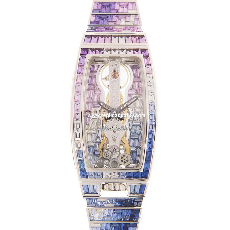 Corum GOLDEN BRIDGE 113.223.69/V603 GR13G Manual Wind 18kt White Gold & Diamond Transparent
