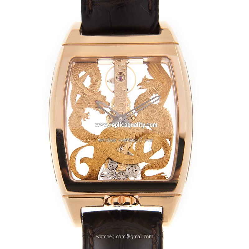 Corum GOLDEN BRIDGE 113.265.55/0002 DP55R Manual Wind 18kt Rose Gold Transparent Skull