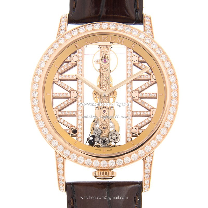 Corum BRIDGE 113.901.85/0F02 GG85R Manual Wind 18kt Rose Gold & Diamonds Transparent Skull