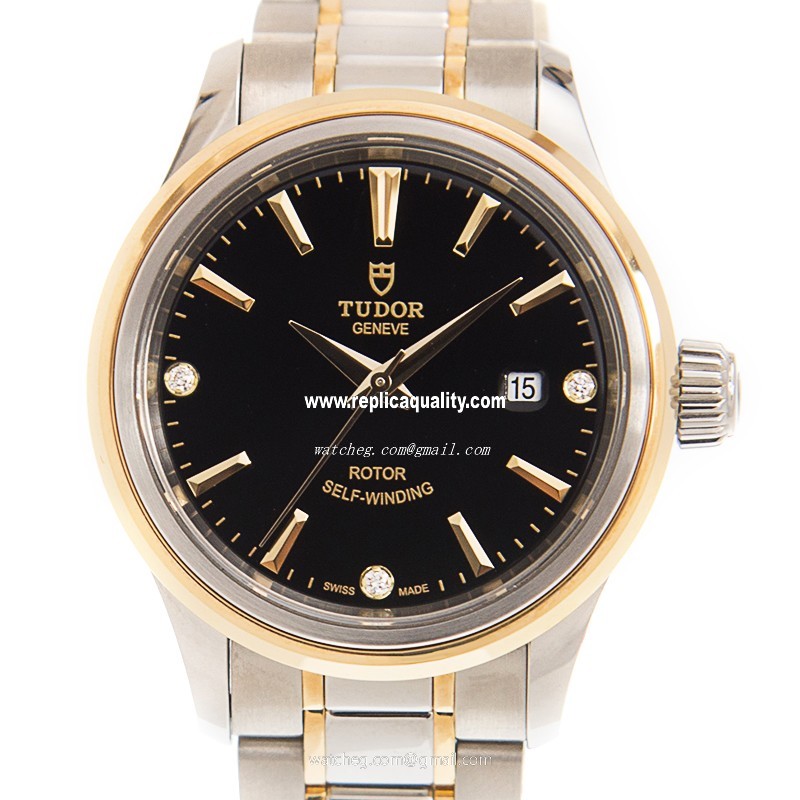 Tudor STYLE 12103-65013-369DI-BK Automatic 18kt Gold & Steel Black