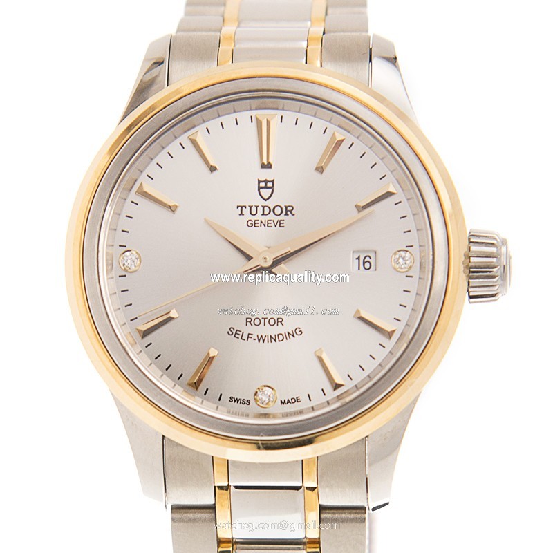 Tudor STYLE 12103-65013-369DI-SV Automatic 18kt Gold & Diamond & Steel Silver
