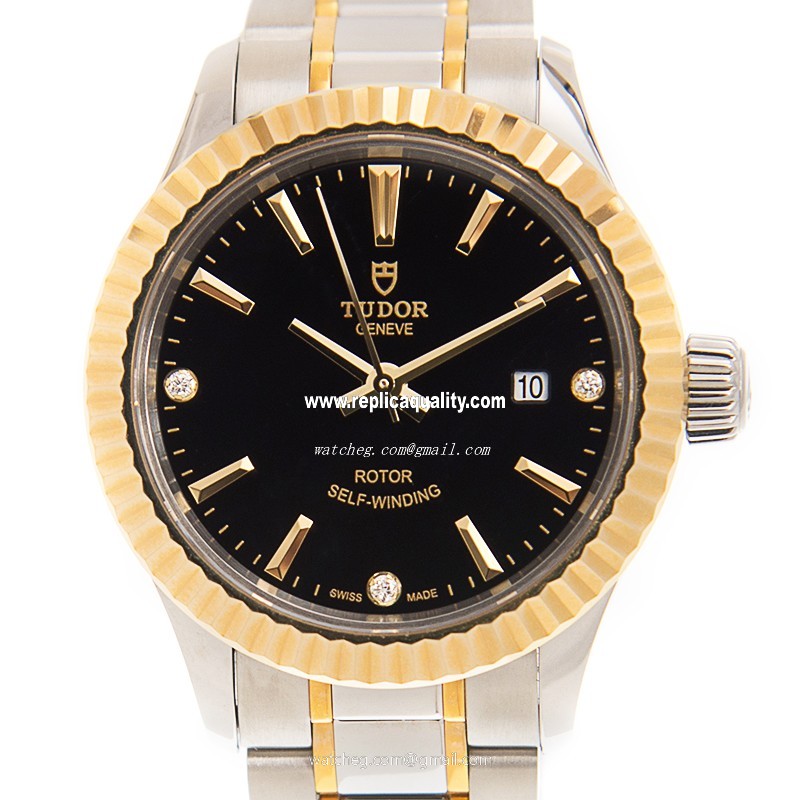 Tudor STYLE 12113-65013-369DI-BK Automatic 18kt Gold & Steel Black
