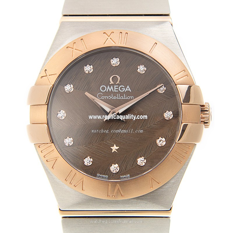 Omega CONSTELLATION 123.20.27.60.63.003 Quartz 18kt Rose Gold & Steel Dark Brown