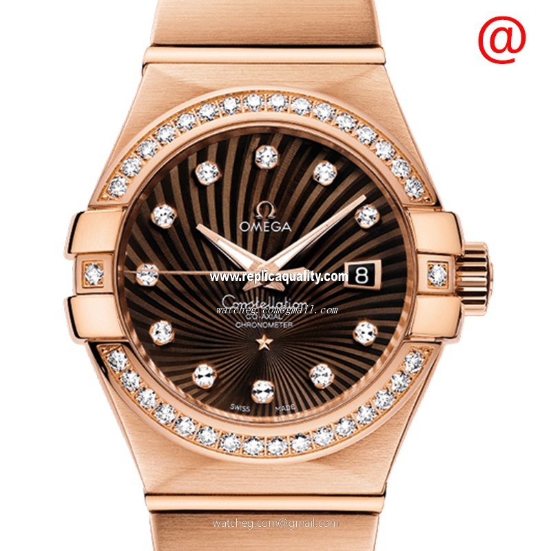 Omega CONSTELLATION 123.55.38.21.63.001 Automatic 18kt Rose Gold & Diamonds Brown