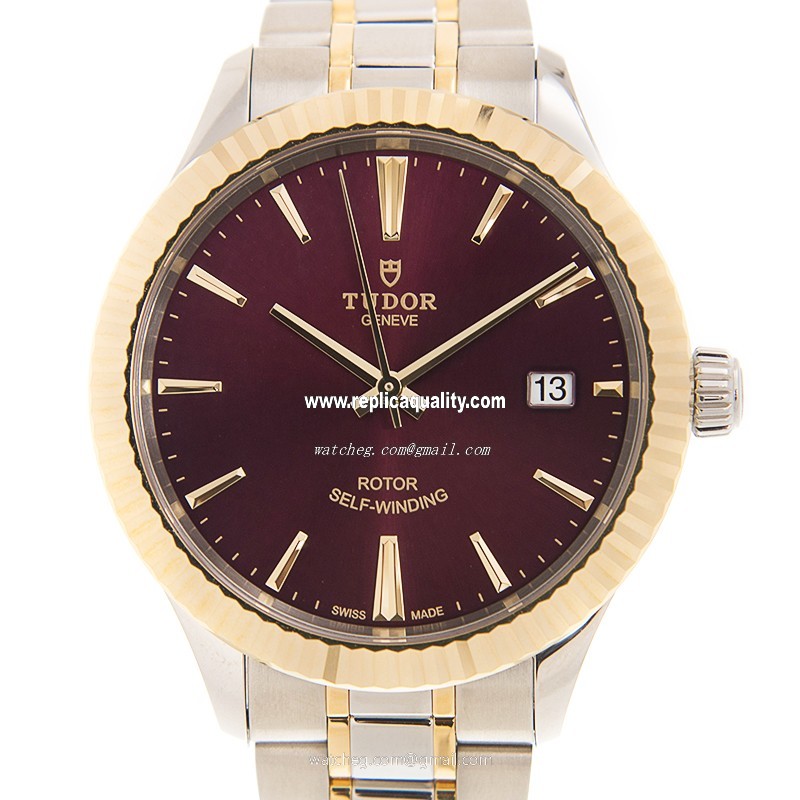 Tudor STYLE 12513-65053-PUR Automatic 18kt Gold & Steel Deep Purple