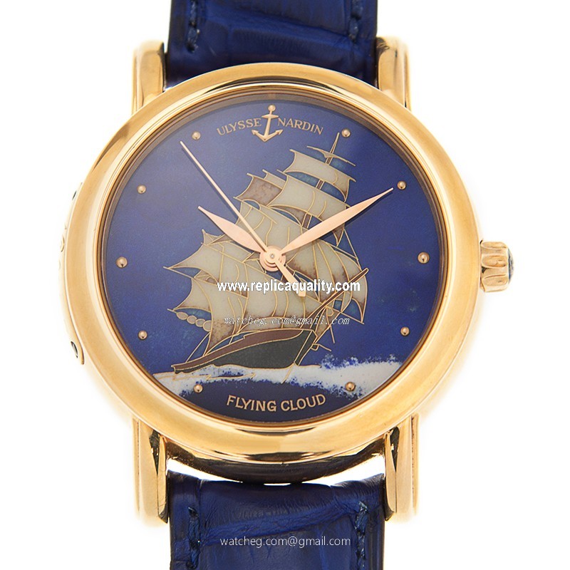 Ulysse Nardin 136-11/FLC Automatic 18kt Rose Gold Blue
