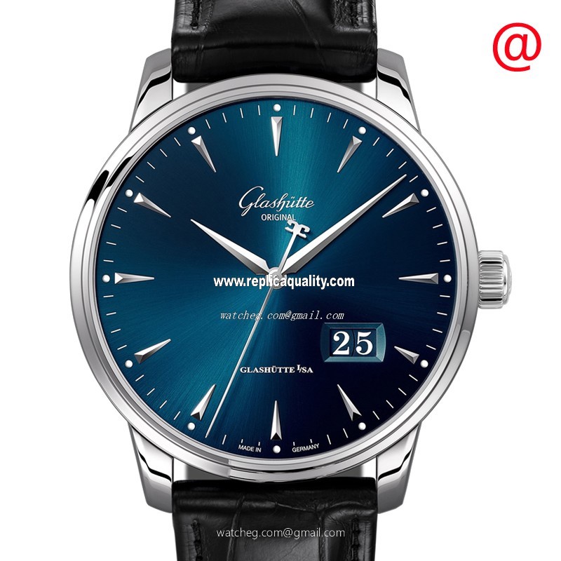 Glashutte SENATOR PANORAMA DATE 1-36-03-04-02-30 Automatic Stainless Steel Blue 