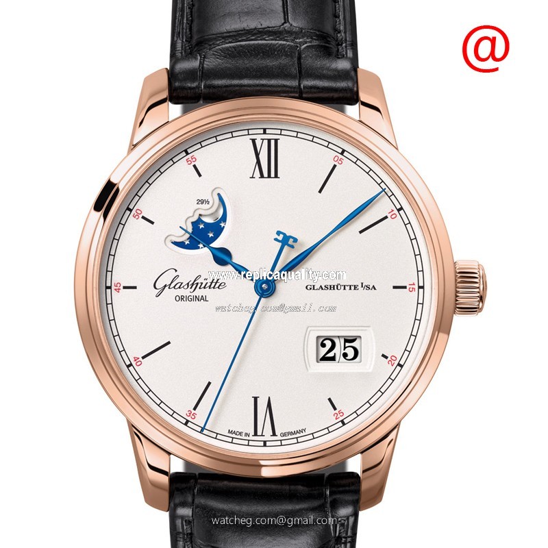 Glashutte SENATOR MANUAL WINDING SKELETONIZED 1-36-04-02-05-30 Automatic 18kt Rose Gold Silver