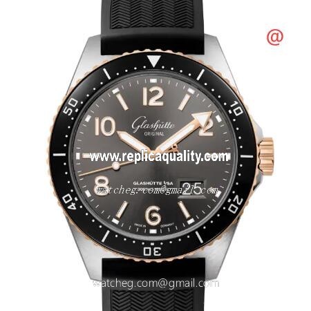 Glashutte SEAQ PANORAMA DATE 1-36-13-04-91-33 Automatic 18kt Rose Gold & Steel Gray