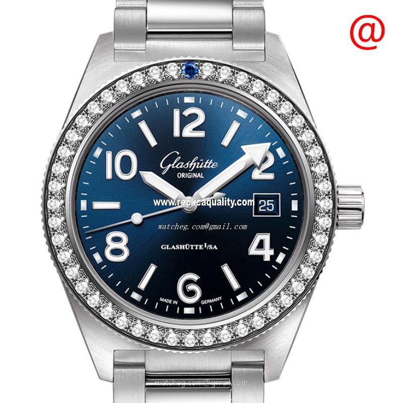 Glashutte SPEZIALIST 1-39-11-09-82-70 Automatic Stainless Steel & Diamonds Blue 