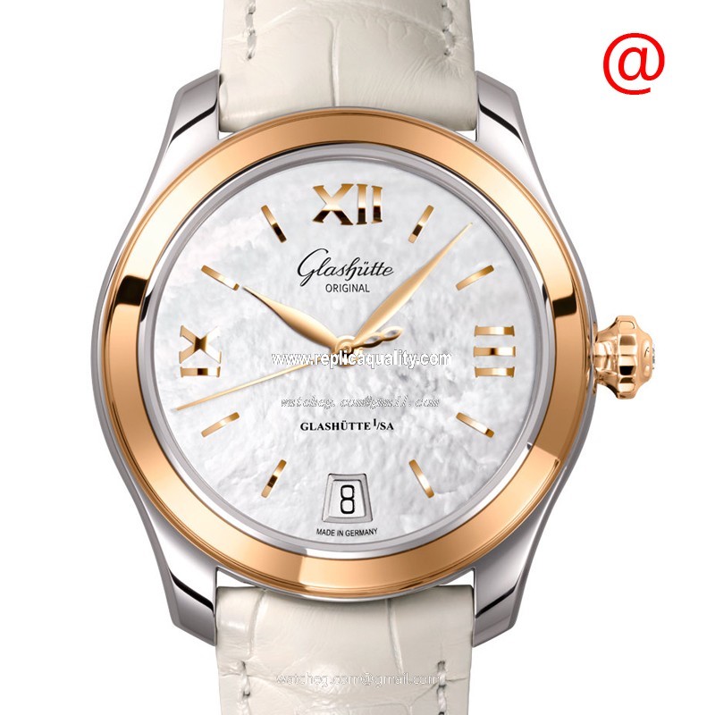 Glashutte LADIES 1-39-22-09-06-44 Automatic 18kt Rose Gold Silvery & White