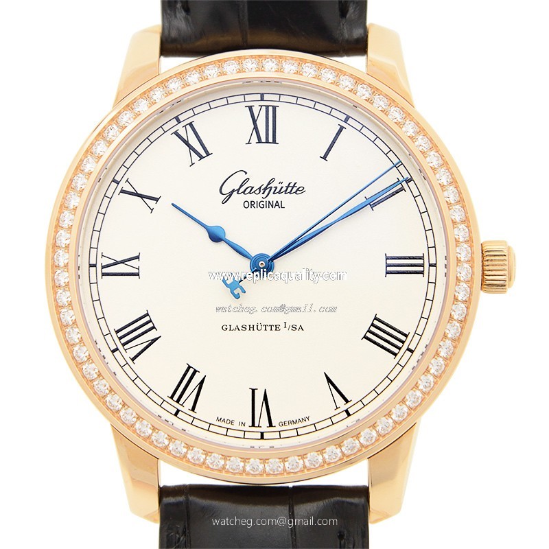 Glashutte SENATOR MANUAL WINDING SKELETONIZED 1-39-59-01-15-04 Automatic 18kt Rose Gold & Diamonds White
