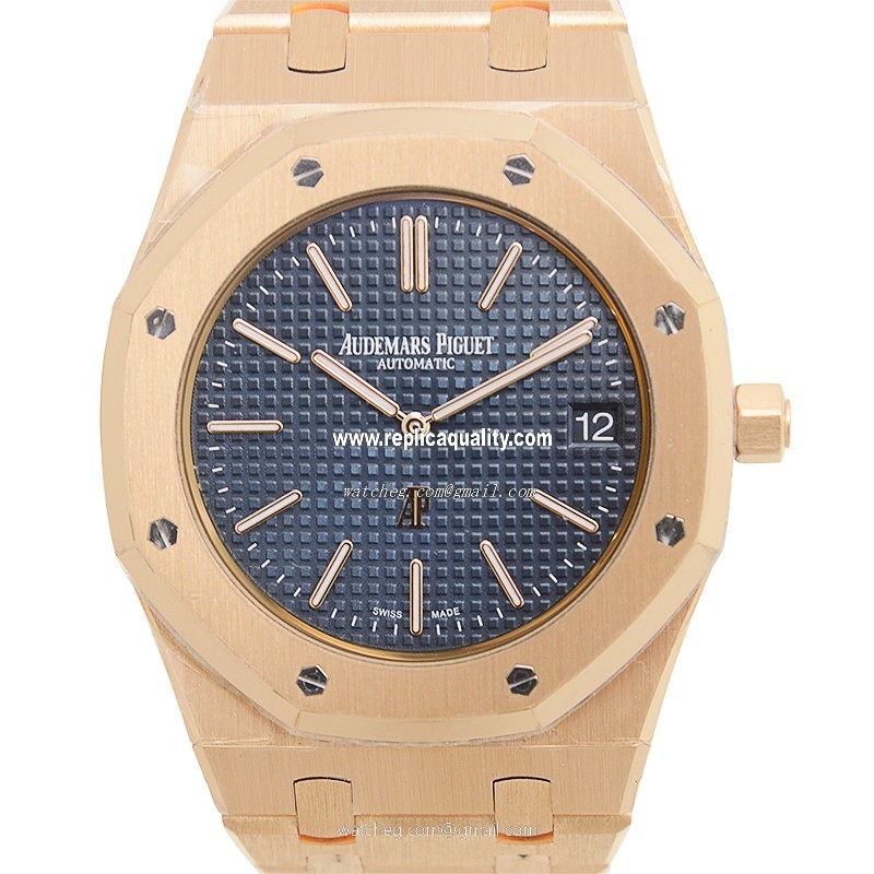 Audemars Piguet ROYAL OAK 15202OR.OO.1240OR.01 Automatic 18kt Rose Gold Blue 