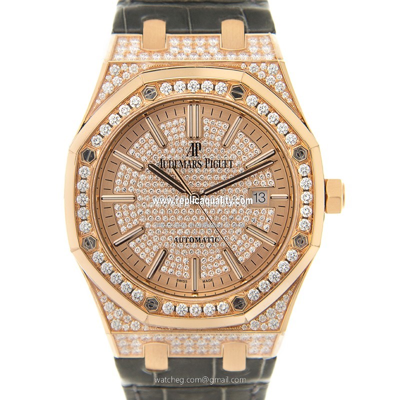 Audemars Piguet ROYAL OAK 15402OR.ZZ.D003CR.01 Automatic 18kt Rose Gold & Diamonds Gold