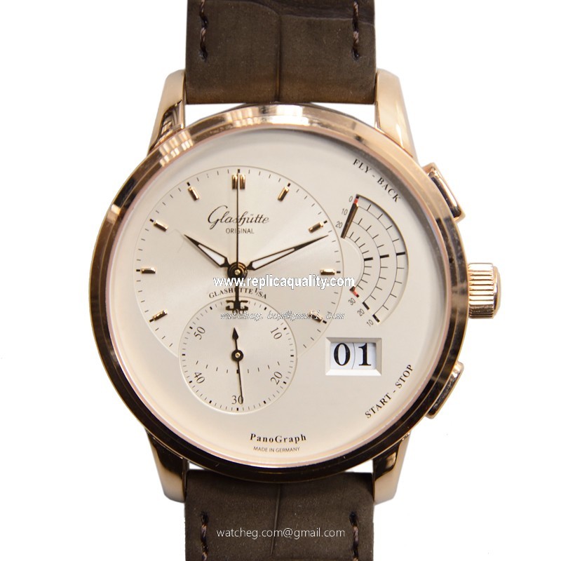Glashutte PANO 1-61-03-25-15-05 Manual Wind 18kt Rose Gold Silver