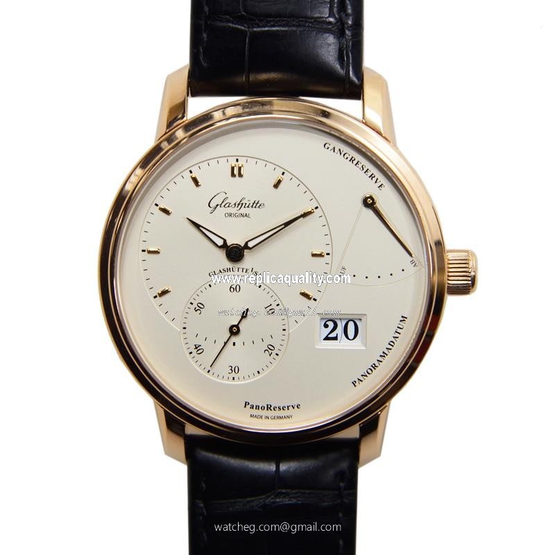 Glashutte PANO 1-65-01-25-15-04 Manual Wind 18kt Rose Gold Silver