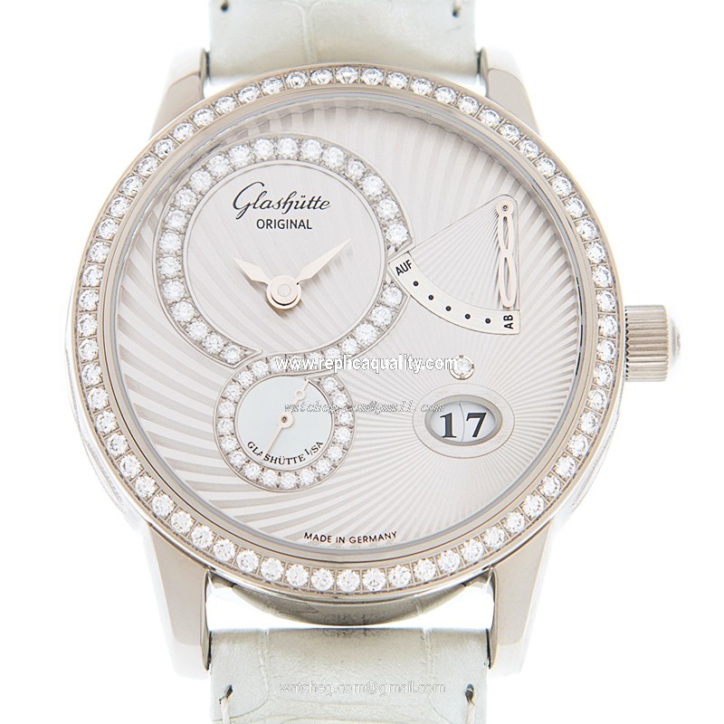 Glashutte LADIES 1-65-01-50-50-04 Manual Wind 18kt White Gold & Diamond Silver