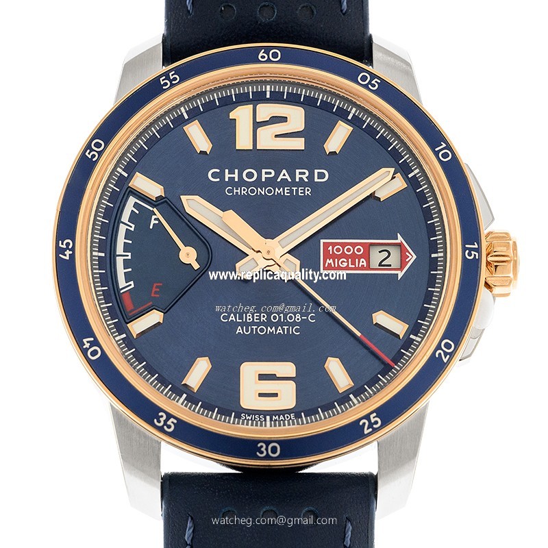 Chopard MILLE MIGLIA GT XL  168566-6002 Automatic 18kt Rose Gold & Steel Blue 