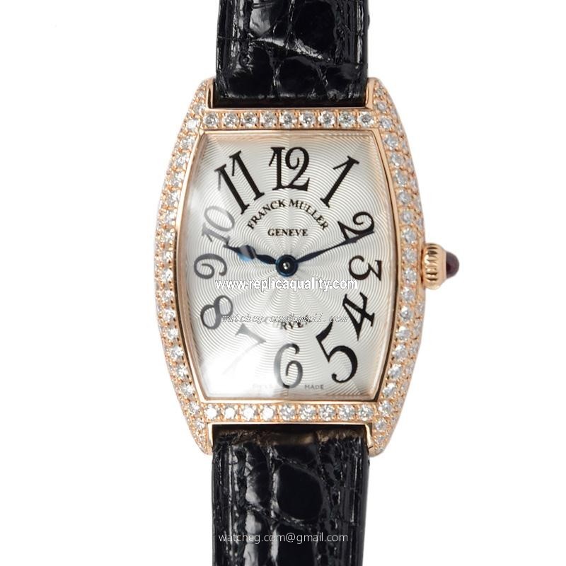 Franck Muller CINTREE CURVEX 1752 QZ D (5N) Quartz 18kt Rose Gold & Diamonds Silver