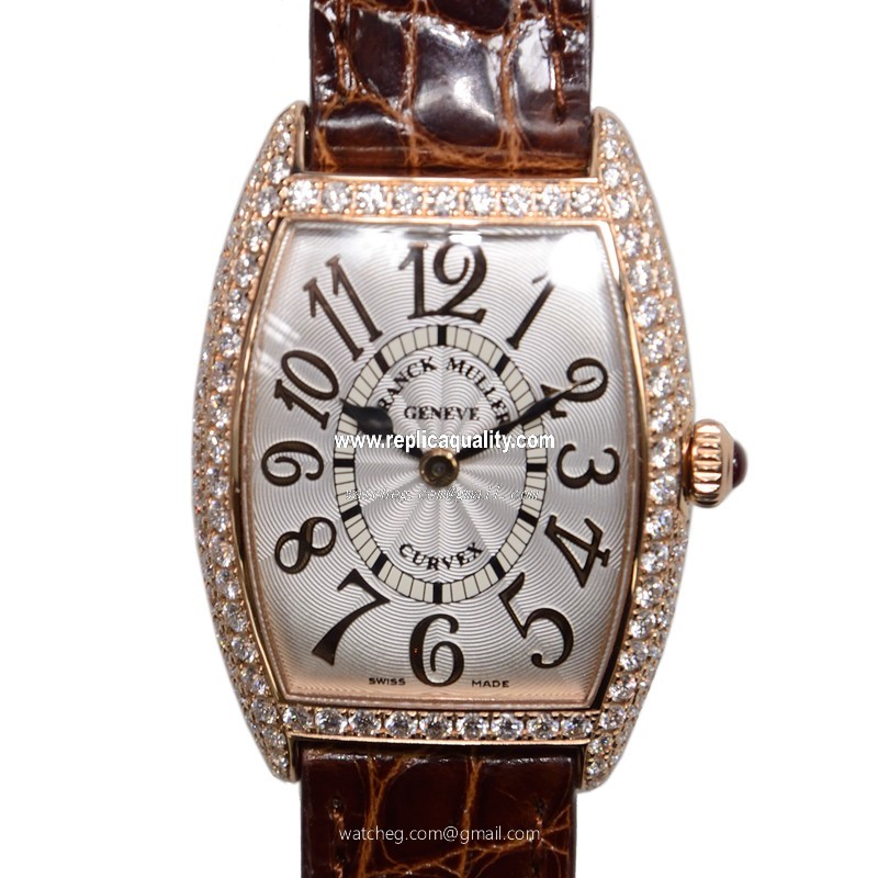 Franck Muller CINTREE CURVEX 1752 QZ REL D (5N) Quartz 18kt Rose Gold & Diamonds Silver