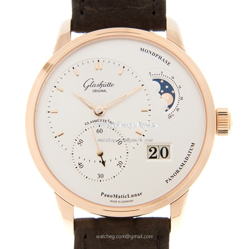 Glashutte PANO 1-90-02-45-35-04 Automatic 18kt Rose Gold Silver