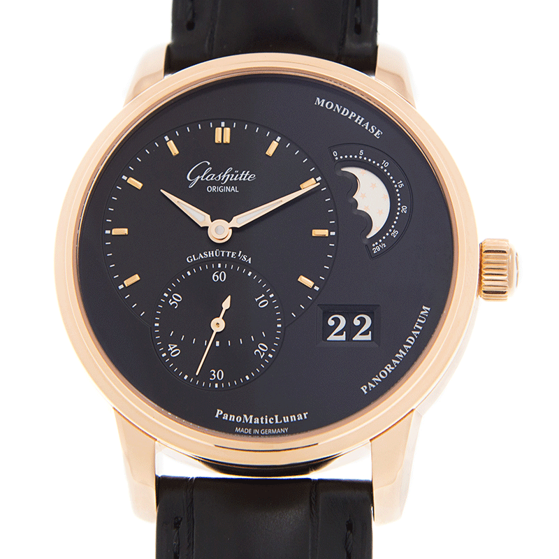 Glashutte PANO 1-90-02-49-35-30 Automatic 18kt Rose Gold Black