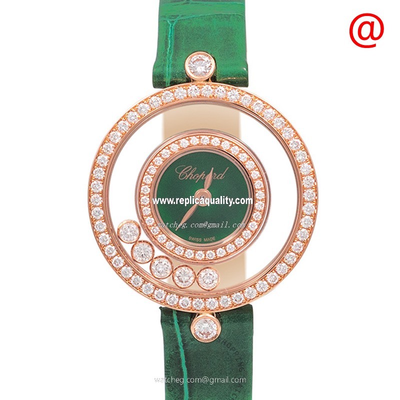 Chopard HAPPY DIAMOND 203957-5209 Quartz 18kt Rose Gold & Diamonds Green