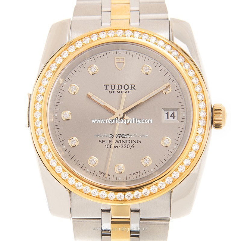 Tudor CLASSIC 21023-62583-10DI-GY Automatic 18kt Gold & Diamond & Steel Gray