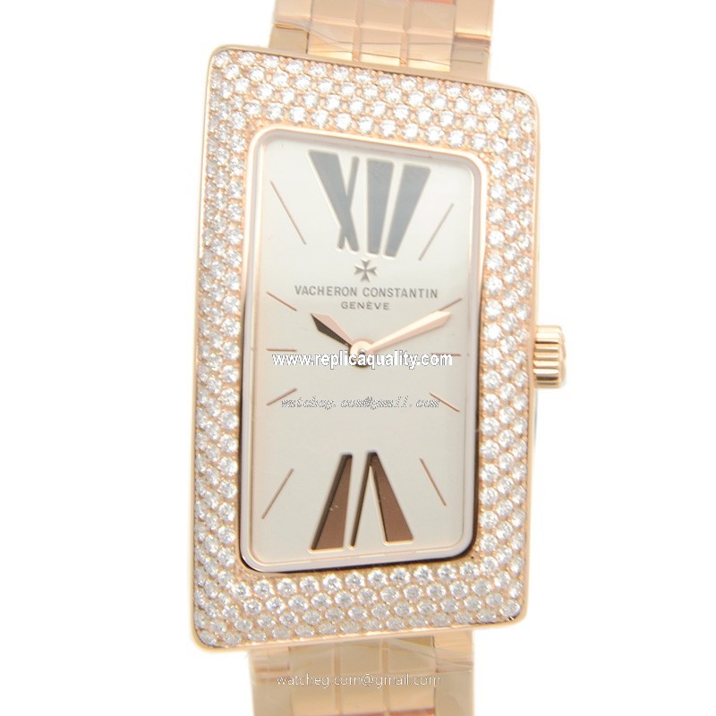 Vacheron Constantin 1972 25515/U01R-9254 Quartz 18kt Rose Gold & Diamonds Silvery & White