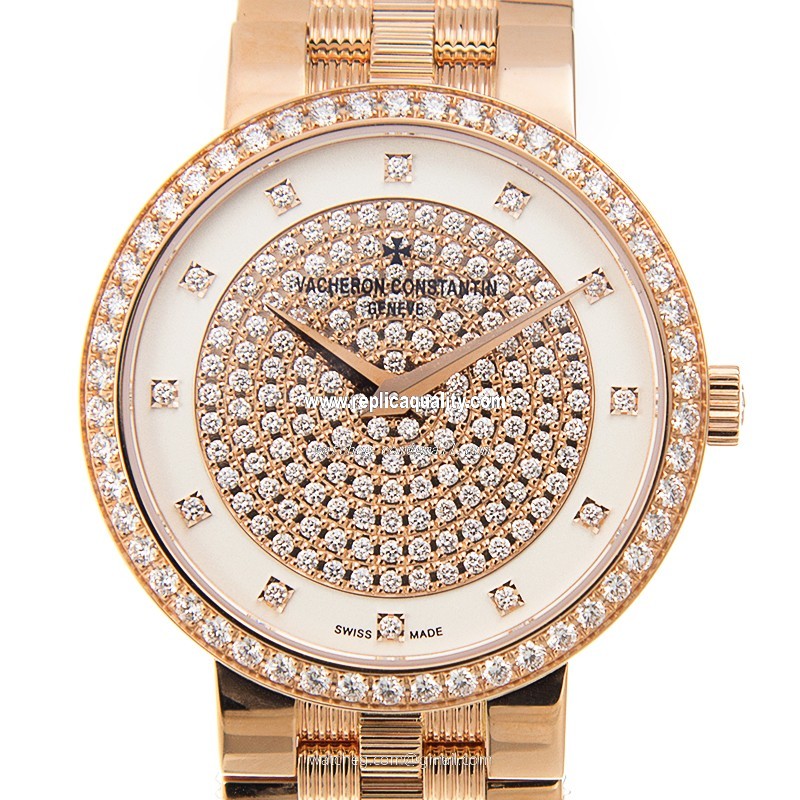 Vacheron Constantin TRADITIONNELLE 25553/Q01R-9696 Quartz 18kt Rose Gold & Diamonds White